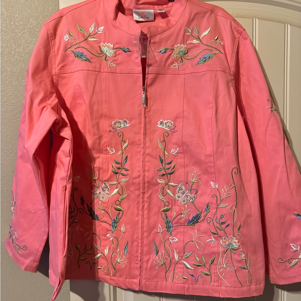 Quacker Factory Coral Jacket 2x. NWT